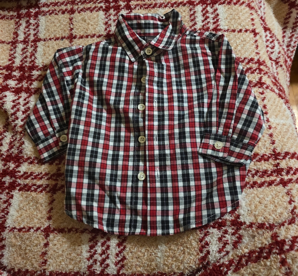 Dockers Red, Black & White Plaid Button-Down Shirt